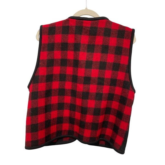 Vintage Buffalo Plaid Button Front Vest Womens XL Patchwork Appliqué Details Red - Picture 2 of 6